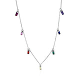 TrustDavis 925 Sterling Silver Geometric Zircon Necklace For Women Office Lady