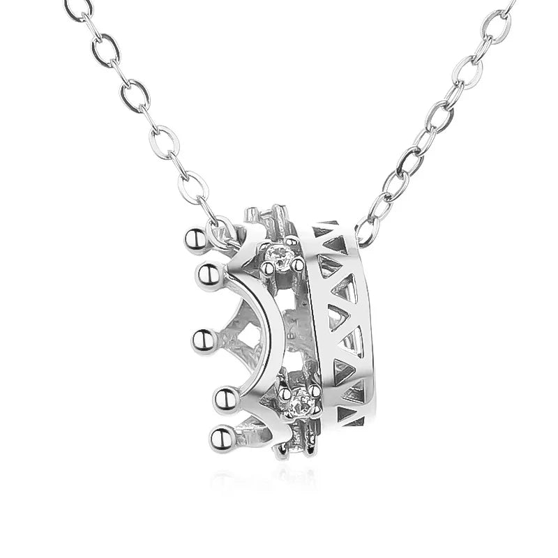 925 Sterling Silver Necklace Crown Pendant Girls Birthday Gift For Women