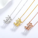 925 Sterling Silver Necklace Crown Pendant Girls Birthday Gift For Women