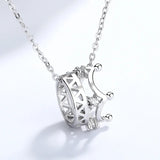 925 Sterling Silver Necklace Crown Pendant Girls Birthday Gift For Women