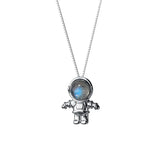 Davis Sterling Silver Dream Moonstone Astronauts Necklace For Women