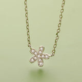 TrustDavis 925 Sterling Silver Flower CZ Necklace For Women
