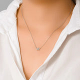 TrustDavis 925 Sterling Silver Flower CZ Necklace For Women
