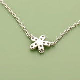 TrustDavis 925 Sterling Silver Flower CZ Necklace For Women