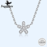 TrustDavis 925 Sterling Silver Flower CZ Necklace For Women