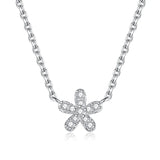 TrustDavis 925 Sterling Silver Flower CZ Necklace For Women