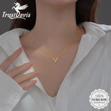TrustDavis 925 Silver CZ Short Necklace For Women