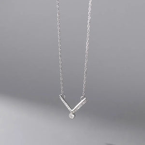TrustDavis 925 Silver CZ Short Necklace For Women