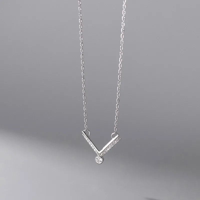 TrustDavis 925 Silver CZ Short Necklace For Women