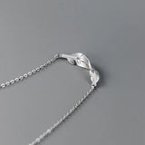 TrustDavis Feather CZ Necklace 925 Sterling Silver Birthday Gift