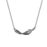 TrustDavis Feather CZ Necklace 925 Sterling Silver Birthday Gift