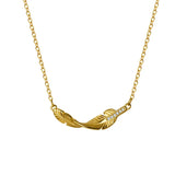 TrustDavis Feather CZ Necklace 925 Sterling Silver Birthday Gift