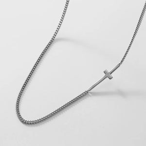 TrustDavis 925 Silver Gothic Cross Collarbone Chain Necklace