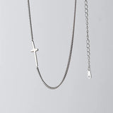 TrustDavis 925 Silver Gothic Cross Collarbone Chain Necklace