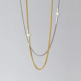TrustDavis 925 Silver Gothic Cross Collarbone Chain Necklace