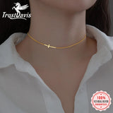 TrustDavis 925 Silver Gothic Cross Collarbone Chain Necklace
