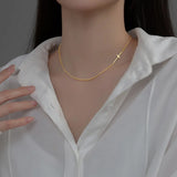TrustDavis 925 Silver Gothic Cross Collarbone Chain Necklace