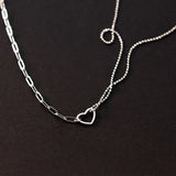 925 Sterling Silver Heart Beads Chain Necklace for Women