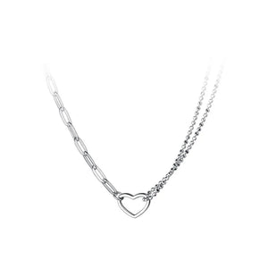 925 Sterling Silver Heart Beads Chain Necklace for Women