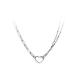 925 Sterling Silver Heart Beads Chain Necklace for Women