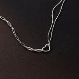 925 Sterling Silver Heart Beads Chain Necklace for Women