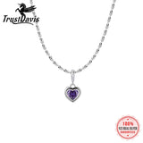 TrustDavis 925 Silver Heart Pendant Necklace for Women Lady Birthday Gift