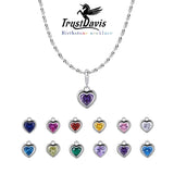 TrustDavis 925 Silver Heart Pendant Necklace for Women Lady Birthday Gift