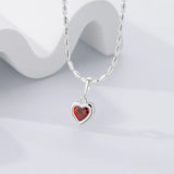 TrustDavis 925 Silver Heart Pendant Necklace for Women Lady Birthday Gift