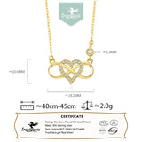 TrustDavis 925 Silver Necklace Infinite Love Heart Pendant Gift for Women Girls