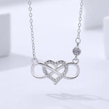 TrustDavis 925 Silver Necklace Infinite Love Heart Pendant Gift for Women Girls