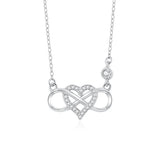 TrustDavis 925 Silver Necklace Infinite Love Heart Pendant Gift for Women Girls