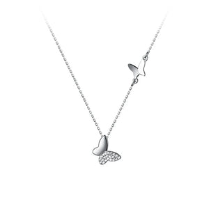 Davis 925 Silver Butterfly CZ Necklace Birthday Gift