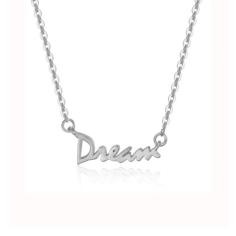 Davis 925 Silver Necklace DREAM Short for Women Office Lady Birthday Gift