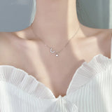 Davis 925 Silver Moon Star CZ Choker Necklace for Women