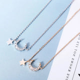 Davis 925 Silver Moon Star CZ Choker Necklace for Women