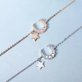 Davis 925 Silver Moon Star CZ Choker Necklace for Women