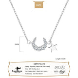Davis 925 Silver Moon Star CZ Choker Necklace for Women