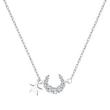 Davis 925 Silver Moon Star CZ Choker Necklace for Women