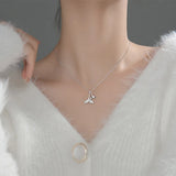 925 Silver Necklace Whale Tails Love Pendant Gift