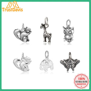 TrustDavis Silver Necklace Pendant Animal DIY Fine Jewelry
