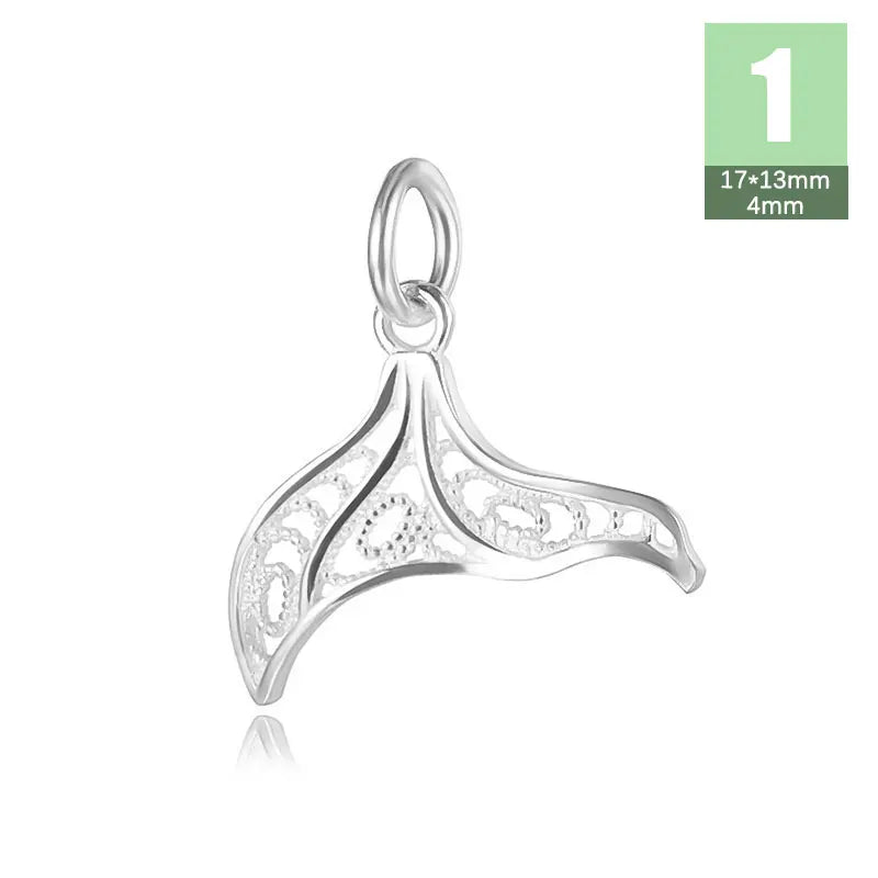 TrustDavis Mermaid Tail Charm Pendant 925 Sterling Silver Necklace