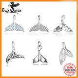 TrustDavis Mermaid Tail Charm Pendant 925 Sterling Silver Necklace