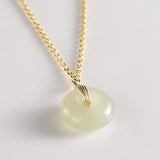 TrustDavis 925 Silver Necklace Round Jade Pendant Women's Jewelry