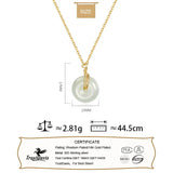 TrustDavis 925 Silver Necklace Round Jade Pendant Women's Jewelry