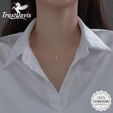 TrustDavis 925 Silver Heart CZ Necklace for Girls DA0085