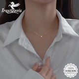 TrustDavis 925 Silver Heart CZ Necklace for Girls DA0085