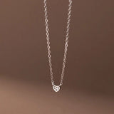 TrustDavis 925 Silver Heart CZ Necklace for Girls DA0085