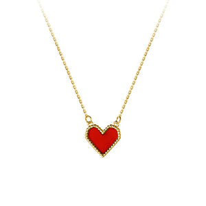 TrustDavis 925 Sterling Silver Red Heart Clavicle Necklace