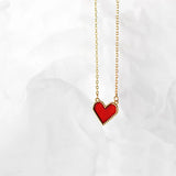 TrustDavis 925 Sterling Silver Red Heart Clavicle Necklace