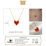 TrustDavis 925 Sterling Silver Red Heart Clavicle Necklace